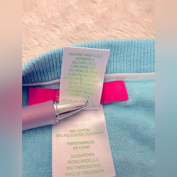 NWOT Lilly Pulitzer Damara Coolmax Crochet/Tassel Details Sweater Turquoise Sz M - Picture 16 of 16